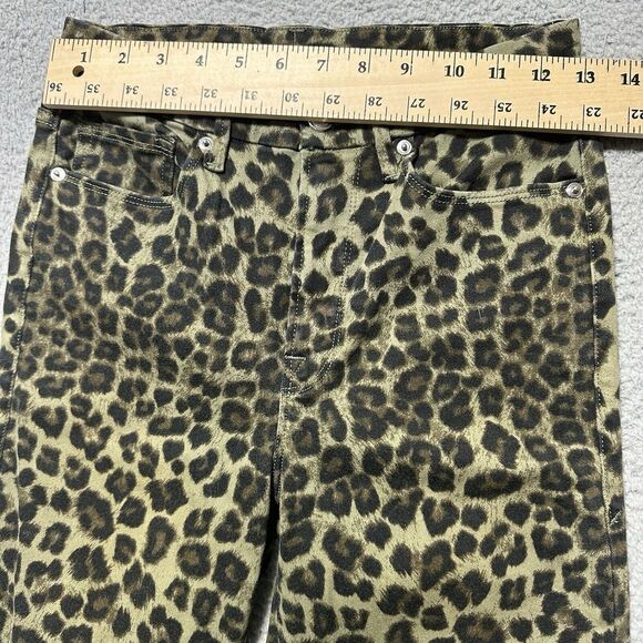 Good American Good Waist Crop Skinny Jeans Stretch Denim Olive Sage Leopard 4 27 - Picture 2 of 9